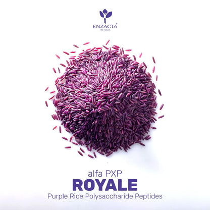 Purple rice grains with ENZACTA logo and product name on a white background.